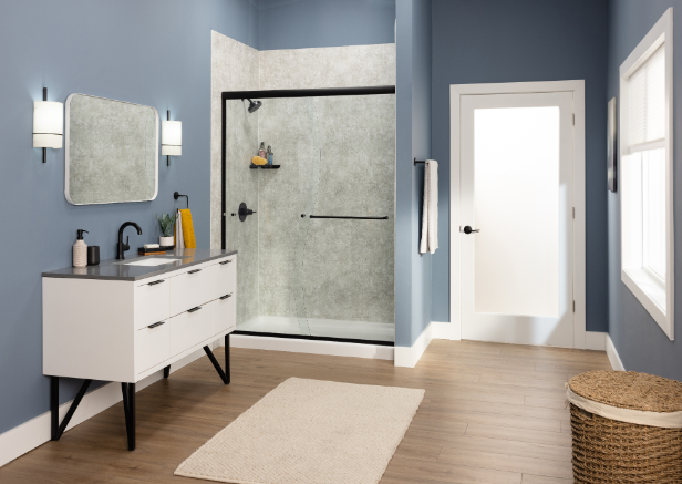 Travertine, black frame